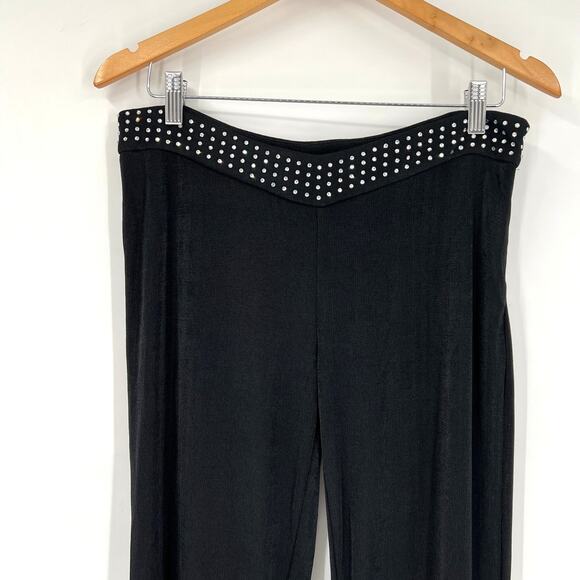 Motel Rocks Black Fit & Flare Rhinestone Waist Pants Size Large NWT - Picture 7 of 10